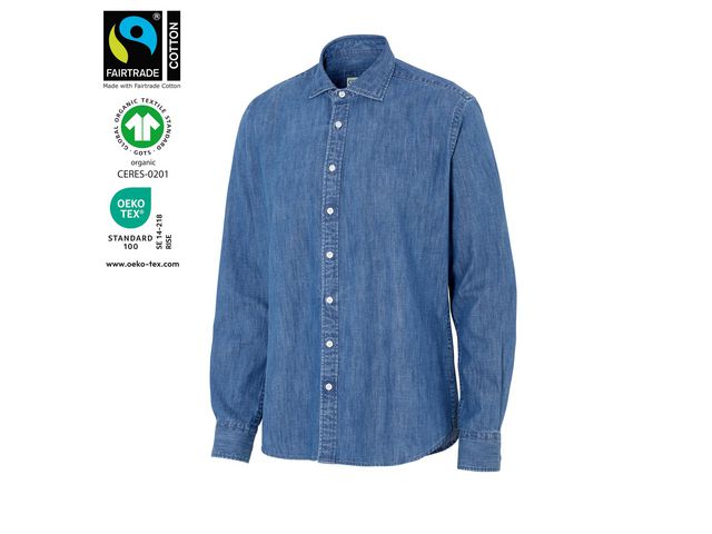 Cottover Skjorta Denim Slim herr GOTS S-37/38 | Arbetskläder - Arbetsskjortor - Serviceskjortor | Kontorsexperten
