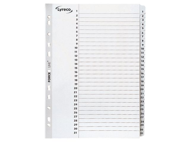 Lyreco Register Mylar A4 1-31 vit | Kontorsmaterial - Pärmar och register - Kartongregister | Kontorsexperten