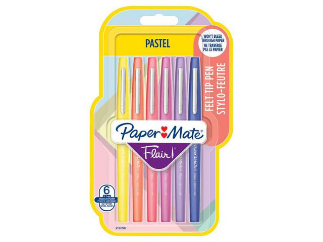 Paper Mate® Märkpenna Flair pastell 6/fp | Kontorsmaterial - Pennor - Finelinerpennor | Kontorsexperten