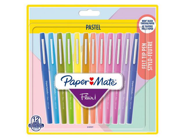 Paper Mate Märkpenna Flair pastell 12/fp | Kontorsmaterial - Pennor - Finelinerpennor | Kontorsexperten