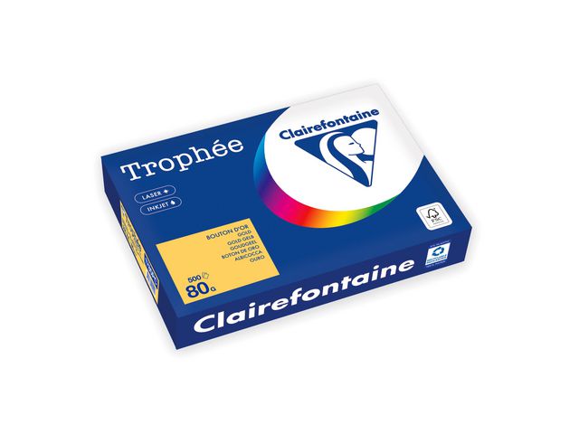 Clairefontaine Trophée A4 80 g färgat papper guldgul 500/fp | Kontorspapper - Specialpapper - Färgat - A4 | Kontorsexperten