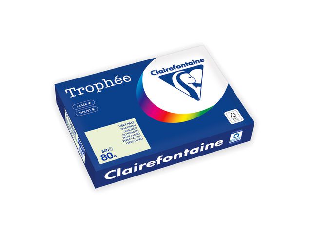 Clairefontaine Trophée A4 80 g färgat papper blekgrön 500/fp | Kontorspapper - Specialpapper - Färgat - A4 | Kontorsexperten