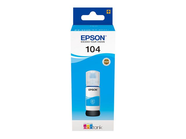 Epson EcoTank bläckflaska 104 C13T00P240, 70 ml, cyan | Toner och bläck - Bläckpatroner - Bläckpatroner Epson | Kontorsexperten