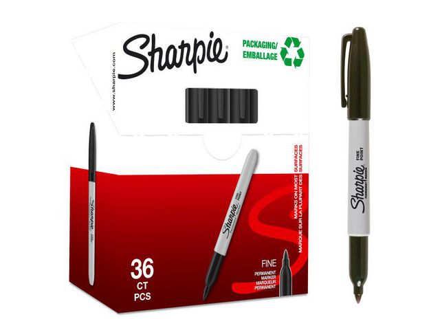 SHARPIE Märkpenna F svart 32+4/fp | Kontorsmaterial - Pennor - Märkpennor - Rund spets | Kontorsexperten