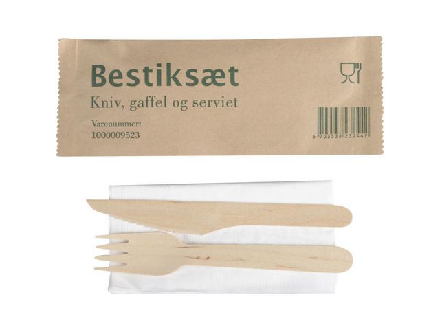 ABENA Bestickset trä med servett 400/fp | Kök och servering - Engångsartiklar - Engångsbestick | Kontorsexperten