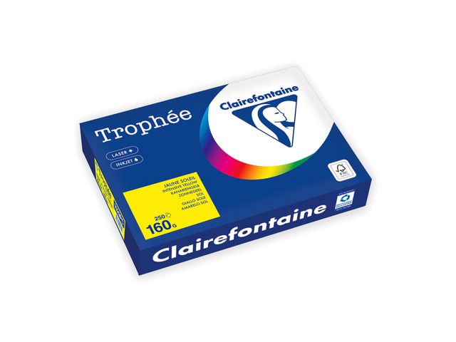 Clairefontaine Trophée A4 160 g färgat papper gul 250/fp | Kontorspapper - Specialpapper - Färgat - A4 | Kontorsexperten