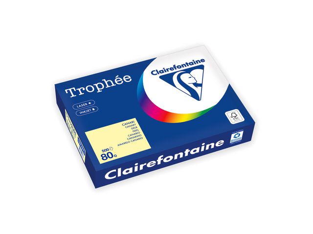Clairefontaine Trophée A4 80 g färgat papper ljusgul 500/fp | Kontorspapper - Specialpapper - Färgat - A4 | Kontorsexperten