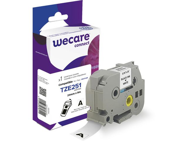 WECARE Tape 24mm TZe-251 Svart på Vit | Kontorsmaskiner - Märkmaskiner och tape - Tape - Brother TZ | Kontorsexperten