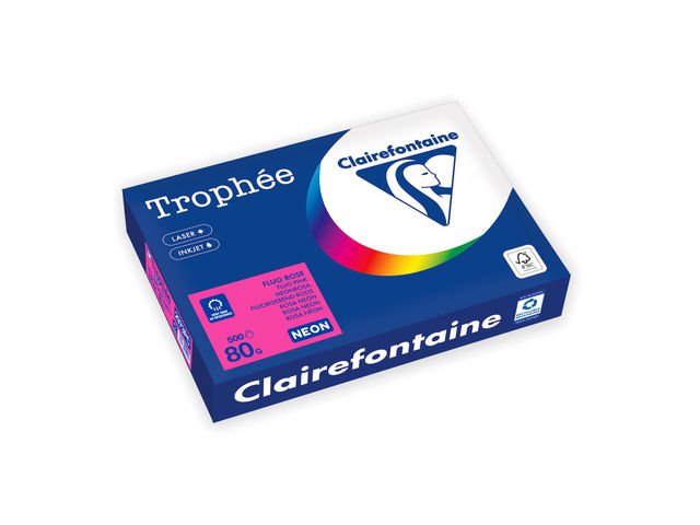 Clairefontaine Trophée A4 80 g färgat papper neonrosa 500/fp | Kontorspapper - Specialpapper - Färgat - A4 | Kontorsexperten