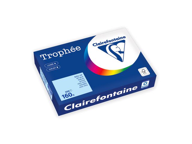 Clairefontaine Trophée A4 160 g färgat papper ljusblå 250/fp | Kontorspapper - Specialpapper - Färgat - A4 | Kontorsexperten