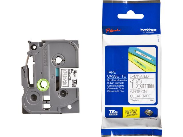 Brother Tape TZE145 18mm vit på klar