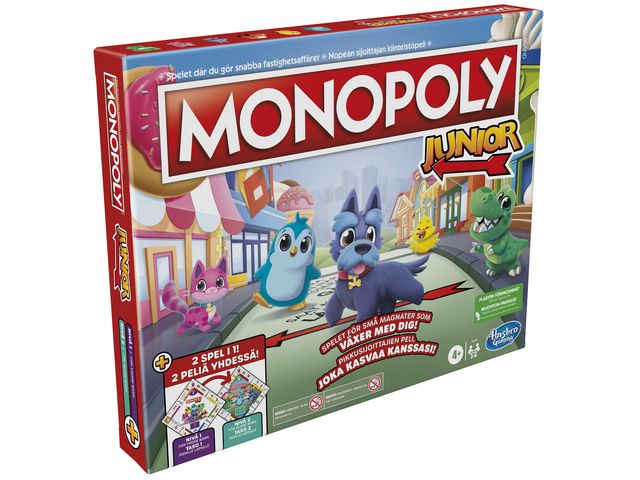 HASBRO GAMES Spel Monopol Junior 2 spel i 1 | Skola och förskola - Lekmaterial - Spel - Från 3 - 4 år | Kontorsexperten