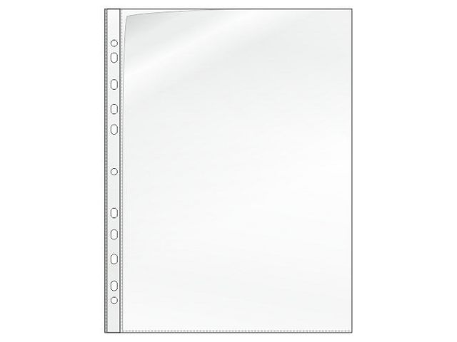 Plastficka, A4, stansad, 120 mikrometer, polypropylen, jämn, 11 hål, genomskinlig | Kontorsmaterial - Mappar och plastfickor - Plastfickor - Övriga | Kontorsexperten