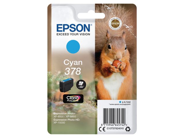 Epson Bläckpatron C13T37824010 Cyan | Toner och bläck - Bläckpatroner - Bläckpatroner Epson | Kontorsexperten