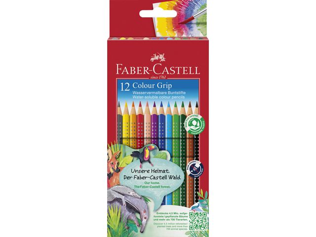 Faber-Castell Färgpenna Colour Grip 12 färger | Skola och förskola - Pennor och tillbehör - Färgpennor - Trekantsgrepp | Kontorsexperten