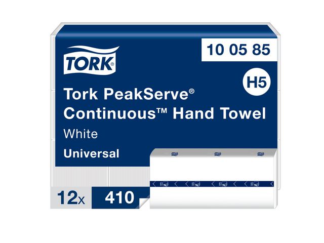 Produktfoto för Tork Pappershandduk Universal H5 PeakServe 1-lagers vit