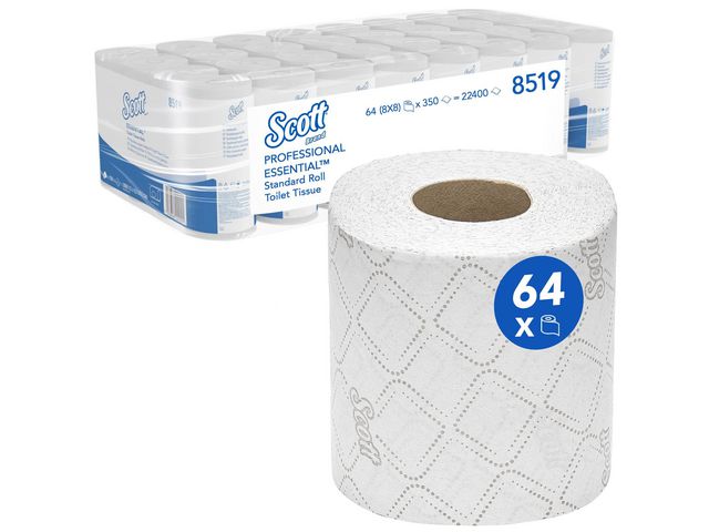 Scott® Toalettpapper Performance 350 Standardrulle, 2-lagers, vit 64/fp | Städ och hygien - Toalettpapper och torkpapper - System - Kimberly Clark | Kontorsexperten
