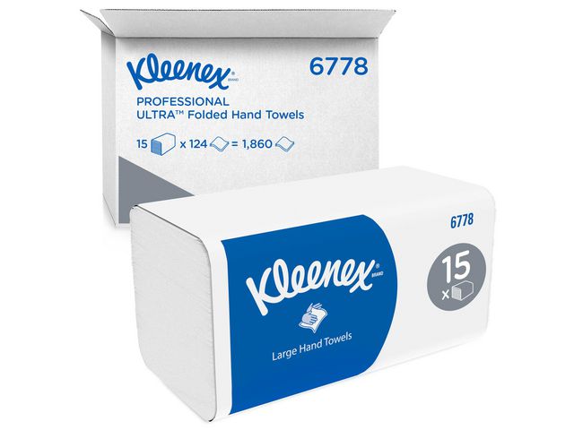 KLEENEX Pappershandduk V-vikt vit 1860/fp | Städ och hygien - Toalettpapper och torkpapper - Pappershanddukar | Kontorsexperten