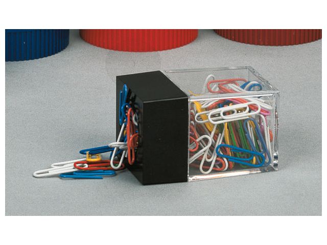 Gemhållare, magnetisk, genomskinlig plast, 70 x 42 x 42 mm, svart | Kontorsmaterial - Till skrivbordet - Gemkoppar | Kontorsexperten