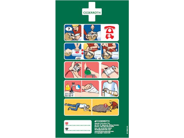 Cederroth Instruktionsetikett för Första Hjälpen självhäftande | Skyddsutrustning - Första Hjälpen - Förband och Refill | Kontorsexperten