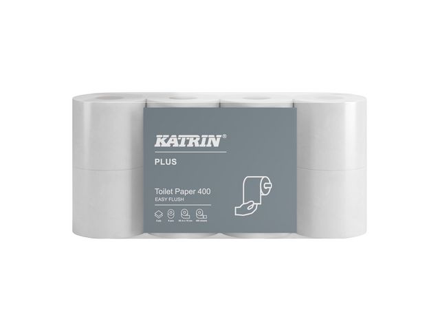 KATRIN Toalettpapper Plus 400 EasyFlush 2-lagers vit 40/fp | Städ och hygien - Toalettpapper och torkpapper - Toalettpapper - rulle | Kontorsexperten