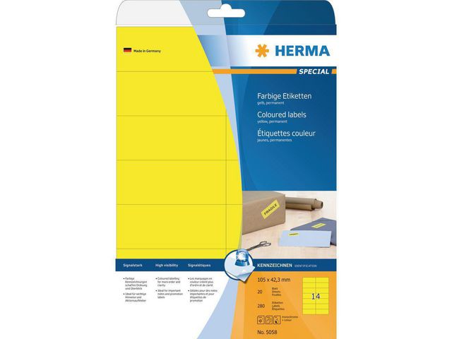 Produktfoto för Herma Etikett 105x42,3mm gul