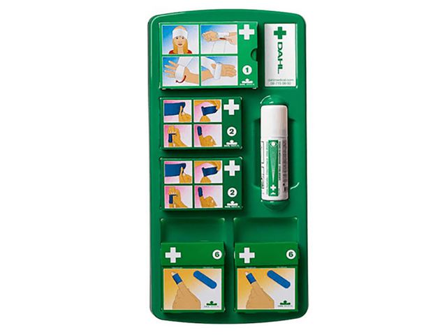 Dahl Medical Förbandstavla Display Mini blått innehåll | Skyddsutrustning - Första Hjälpen - Stationer och tavlor | Kontorsexperten