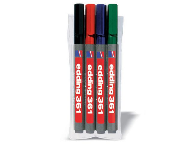edding Whiteboardpenna 361 rund 1mm 4 färger/fp | Kontorsmaterial - Pennor - Whiteboardpennor - Rund spets | Kontorsexperten