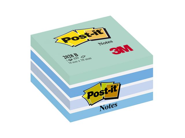 Post-it® Notislappar, kub, 76 x 76 mm, blå, 450 blad, 2028-B | Kontorsmaterial - Notes och Post-It - Notes - Kuber | Kontorsexperten