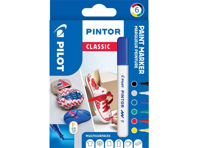 Pilot Märkpenna Pintor F 6 färger/fp | Kontorsmaterial - Pennor - Märkpennor - Rund spets | Kontorsexperten
