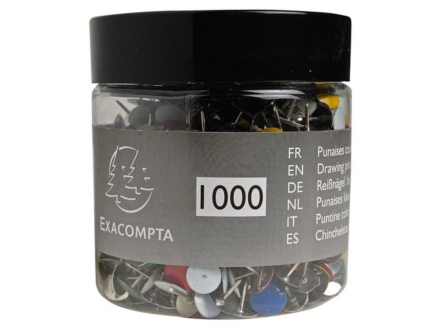 Exacompta Häftstift sorterade färger 1000/fp | Kontorsmaterial - Häftstift och kartnålar - Kartnålar | Kontorsexperten
