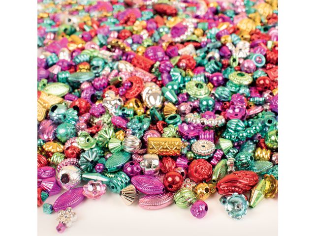 PLAYBOX Plastpärlor metallic 500g | Skola och förskola - Hobbymaterial - Pärlor | Kontorsexperten