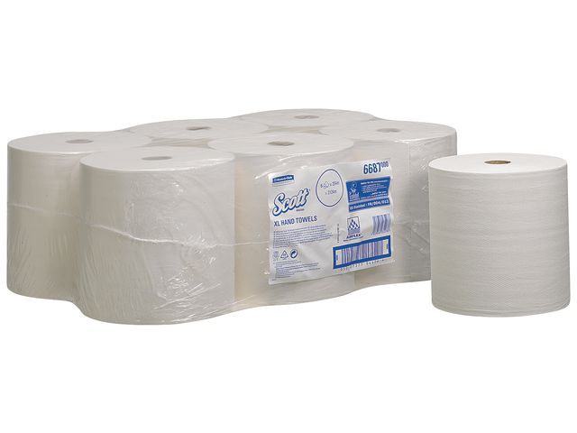 Scott® Handtork XL 1-lager, 200 mm, vit 6/fp | Städ och hygien - Toalettpapper och torkpapper - System - Kimberly Clark | Kontorsexperten
