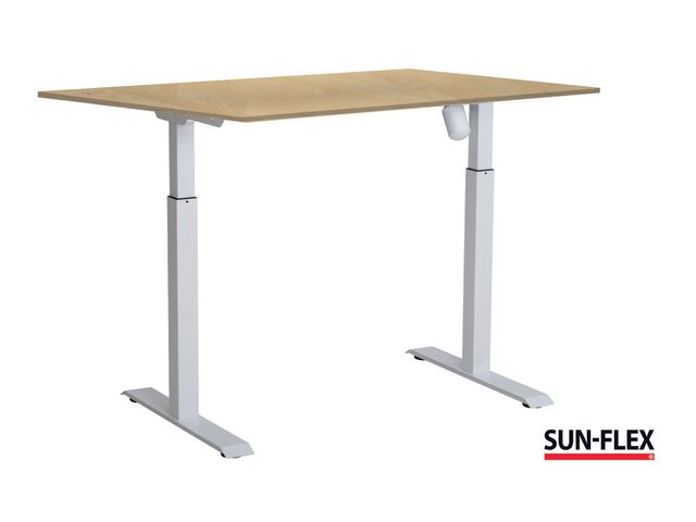 SUN-FLEX® Bord II höj/sänk 160x80 vit/björk | Kontorsmöbler och inredning - Bord och hurtsar - Skrivbord - Höj/sänkbar | Kontorsexperten