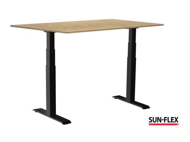 SUN-FLEX® Bord VI höj/sänk 140x80 svart/björk | Kontorsmöbler och inredning - Bord och hurtsar - Skrivbord - Höj/sänkbar | Kontorsexperten