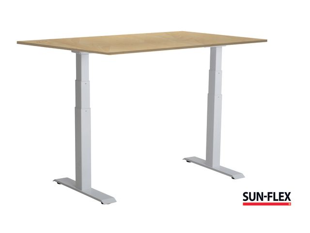 SUN-FLEX® Bord VI höj/sänk 120x80 vit/björk | Kontorsmöbler och inredning - Bord och hurtsar - Skrivbord - Höj/sänkbar | Kontorsexperten