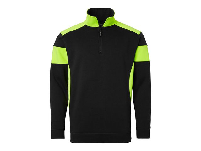 TOP SWEDE Sweatshirt halfzip 222 sv/fluor. gul 4XL | Arbetskläder - Arbetströjor - Sweatshirts och koftor | Kontorsexperten