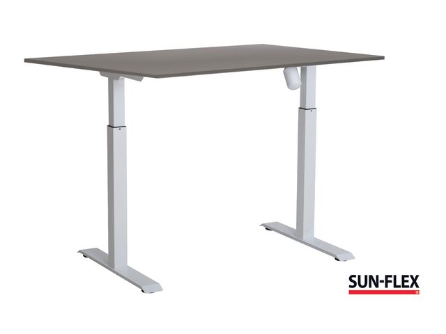 SUN-FLEX® Bord I höj/sänk 140x80 vit/grå | Kontorsmöbler och inredning - Bord och hurtsar - Skrivbord - Höj/sänkbar | Kontorsexperten