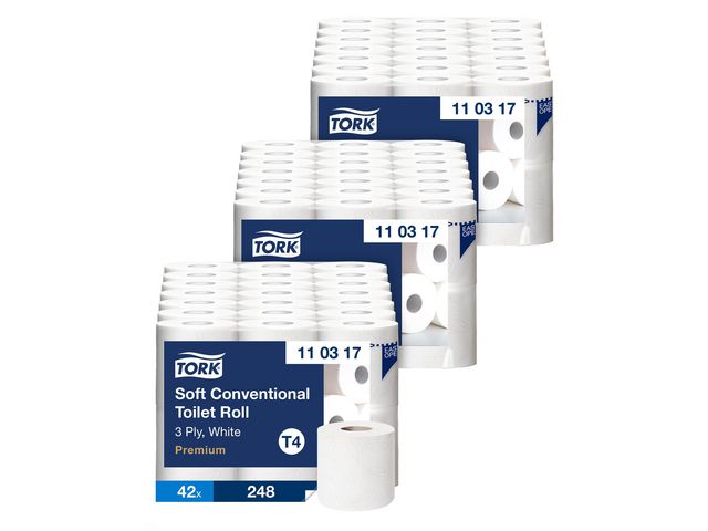 TORK Toalettpapper TORK Pre T4 3-lag 3 för 2 | Städ och hygien - Toalettpapper och torkpapper - Toalettpapper - rulle | Kontorsexperten