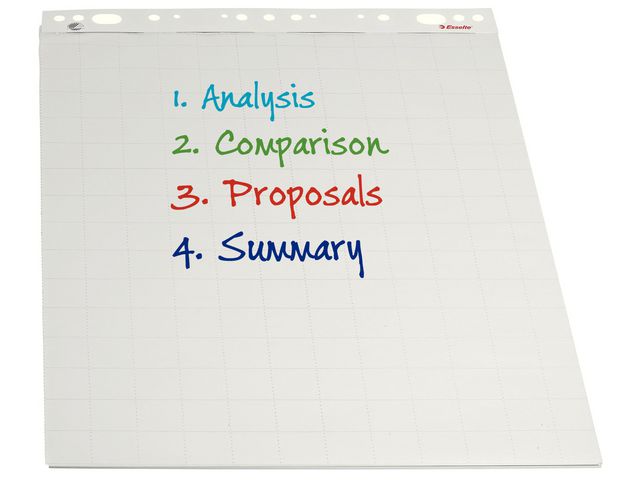 Esselte Blädderblock, TMP, mikroperforering, 60 g/m², 600 x 6 x 850 mm, vit, fp om 5 x 50 blad | Kontorsmöbler och inredning - Blädderblock och ställ - Blädderblock | Kontorsexperten