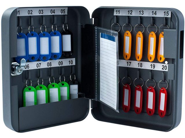 PAVO Nyckelskåp 20 nycklar grå | Kontorsmöbler och inredning - Skåp och hyllor - Nyckelskåp och tillbehör | Kontorsexperten