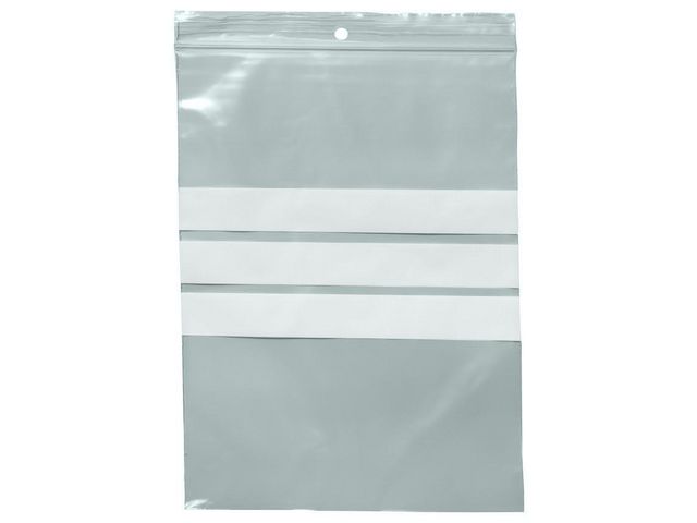 Blixtlåspåse med skrivfält 160x220mm 100/fp | Emballage och lagerutrustning - Blixtlåspåsar - Med skrivfält | Kontorsexperten