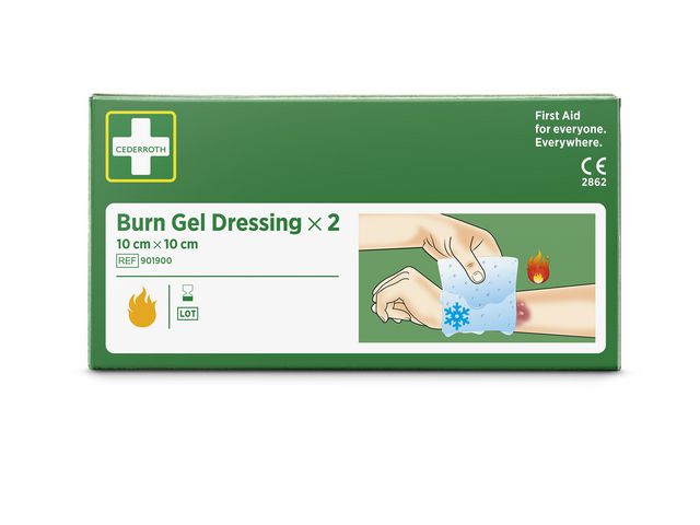 CEDERROTH Kompress Burn Gel 10x10 cm 2/fp | Skyddsutrustning - Första Hjälpen - Förband och Refill | Kontorsexperten