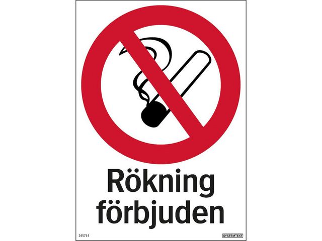 Skylt Rökning förbjuden 210x297mm | Skyddsutrustning - Säkerhetsmärkning och skyltar - Skyltar | Kontorsexperten