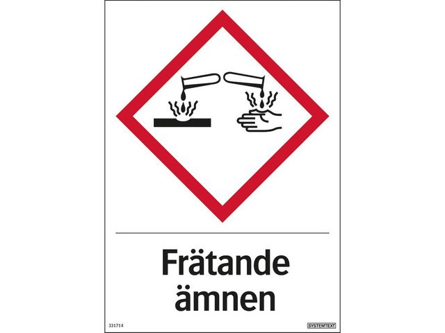 Skylt Frätande ämnen 210x297mm | Skyddsutrustning - Säkerhetsmärkning och skyltar - Skyltar | Kontorsexperten