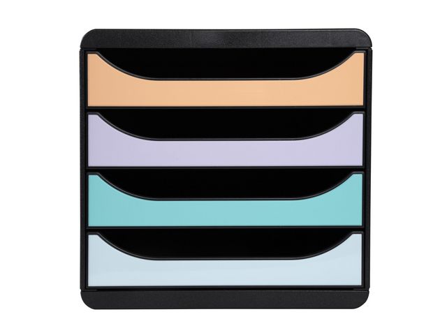 EXACOMPTA Blankettbox BIGBOX 4 lådor svart och pastell | Kontorsmaterial - Till skrivbordet - Blankettfack och Boxar | Kontorsexperten