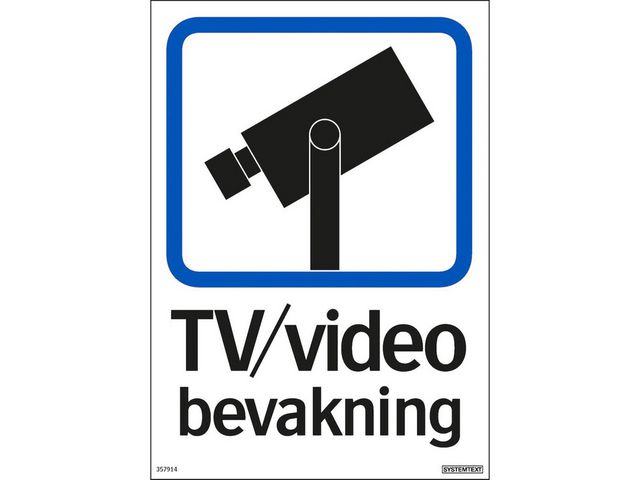 Skylt TV/video bevakning 210x297mm | Skyddsutrustning - Säkerhetsmärkning och skyltar - Skyltar | Kontorsexperten