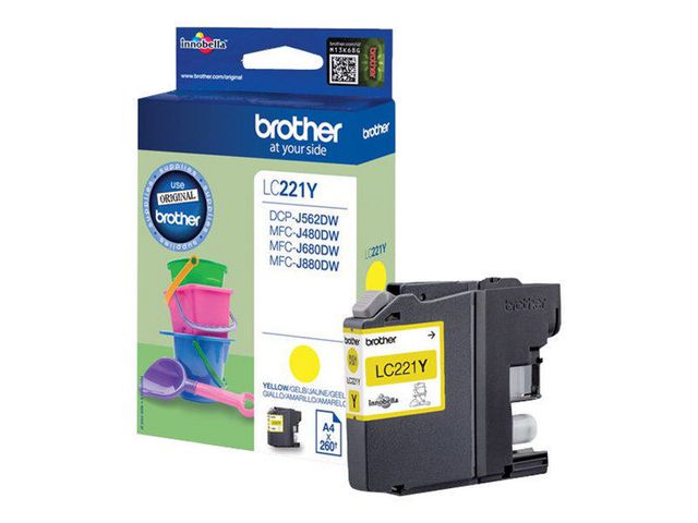 Brother Bläckpatron, 221Y, gul, LC221Y | Toner och bläck - Bläckpatroner - Bläckpatroner Brother | Kontorsexperten
