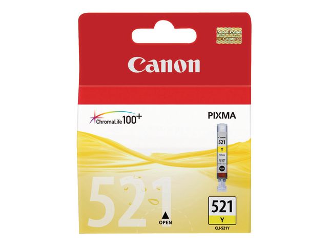 Canon Bläckpatron PIXMA CLI-521 Y, 2936B001, ChromaLife100+-bläck, gul, singelförpackning | Toner och bläck - Bläckpatroner - Bläckpatroner Canon | Kontorsexperten