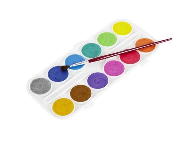 Sense Vattenfärglåda pärlemo 12 färger | Skola och förskola - Målarfärg och tillbehör - Färgblock | Kontorsexperten